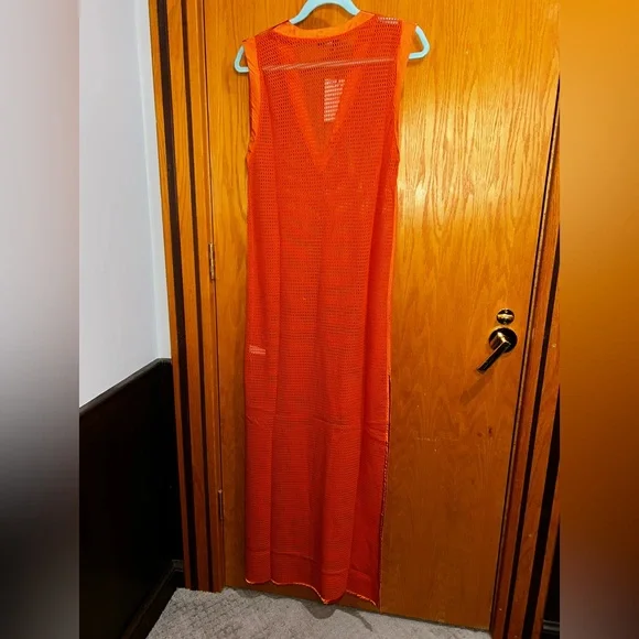 My Beachy Side Gold Flame Orange Mesh Dress Sleeveless Coverup - Picture 6 of 8